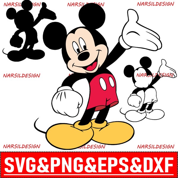 Layered SVG, Vector, Cut Files for Cricut and Silhouette Mickey Mouse  Svg, Dxf, Eps, Png Vector Files for Cricut, Silhouette,