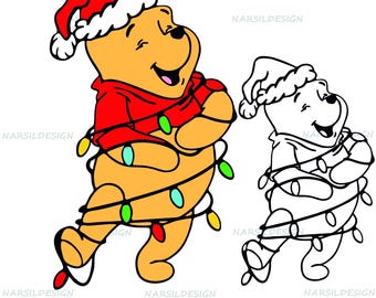 Winnie the Pooh Christmas SVG Bundle: Tigger, Eeyore, Piglet (Digital Download)