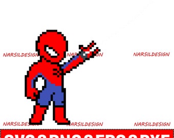 Spiderman Pixel Art SVG Clipart (Digital Download)