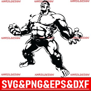 May include: Black and white silhouette of a muscular figure with a determined expression. The figure is standing with its fists clenched, suggesting strength and power. The image is set against a black background.