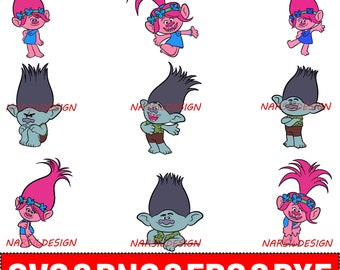 Trolls Clipart Bundle: SVG, PNG, DXF Cut Files (Digital Download)