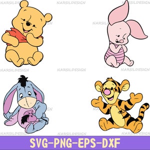 Layered Vector Files, Digital download, Svg Bundle Winnie the Pooh ClipArt Svg-Png-Eps-Dxf