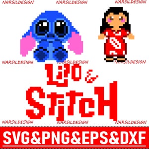 Lilo and Stitch Pixel Art SVG for Cricut and Sublimation, Stitch Cut Files, Stitch Clipart