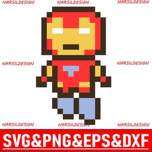 Iron Man Pixel Art SVG, Superhero svg, High quality svg files for cricut, clip art, vector files, cartoon characters