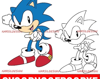 Layered Sonic Drawing: svg, png, dxf, eps Files (Instant Download)
