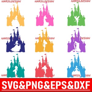 Princess castle SVG & PNG,svg files for cricut, svg files for Silhouette,svg for kids, cartoon svg, princess svg