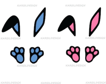 Easter Bunny Ears & Feet SVG: Cricut, Silhouette, Decal (Digital Files)