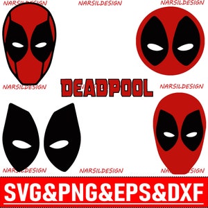 Może przedstawiać: Czerwono-czarny logotyp Deadpoola z tekstem "DEADPOOL" w czerwonych literach. Logotyp jest otoczony tekstem "NARSILDESIGN" w białych literach.