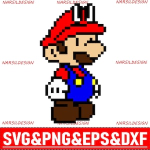 Super Mario SVG Pixel Art for Cricut and Sublimation, Mario Cut Files, Mario Clipart