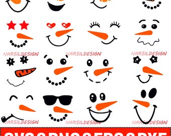 Snowman Faces SVG Clipart: Christmas Cricut Cut File (Digital Files)