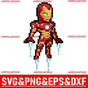 Iron Man Pixel Art SVG, Superhero svg, High quality svg files for cricut, clip art, vector files, cartoon characters