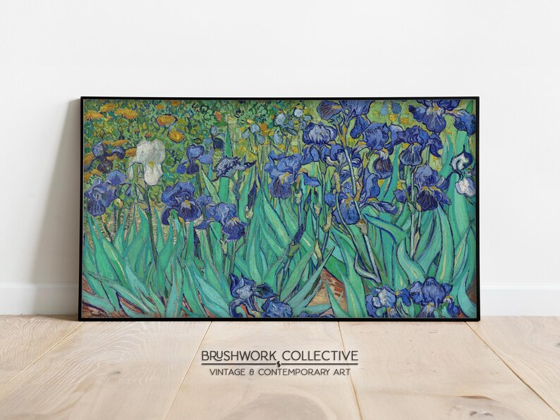 Samsung Frame TV Art Irises Still Life Painting Vintage Flower