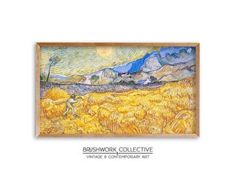 Arte para TV con marco Samsung / Pintura de campos de trigo / Arte mural vintage de campo de trigo del Hospital Saint Paul / Descarga digital / 215LSVTM