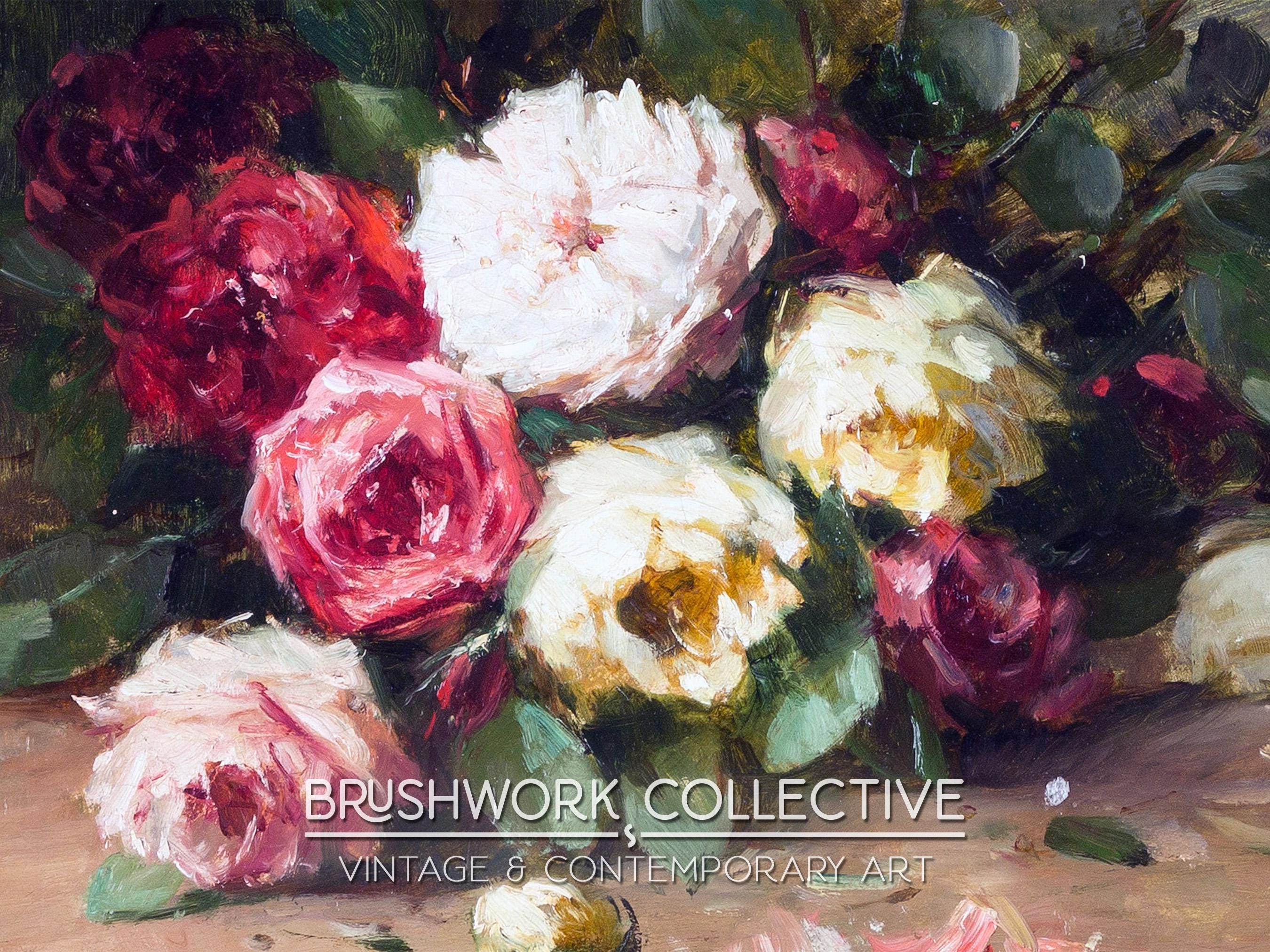Samsung Frame TV Art | Roses Still Life Painting | Vintage Red and Pink ...
