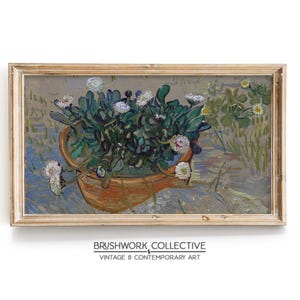 Impressionist Daisies Painting Print | Vintage Daisies Still Life Wall Art | Printable Digital Downloadable | 249LSPVT