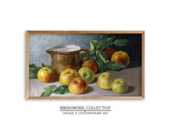 Arte para TV com moldura Samsung | Pintura de natureza morta para cozinha | Arte de parede Moody Apple | Download digital | 29LSVTM