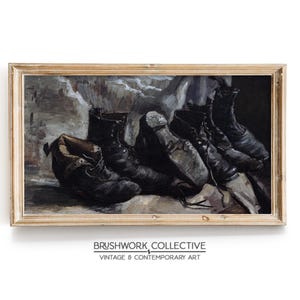 Worn Shoes Still Life Painting Print | Vintage Three Pairs of Shoes Wall Art | Printable Digital Downloadable | 220LSPVT