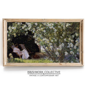 French Garden Painting Print | Vintage Rose Wall Art | Printable Digital Downloadable | 14LSPVT