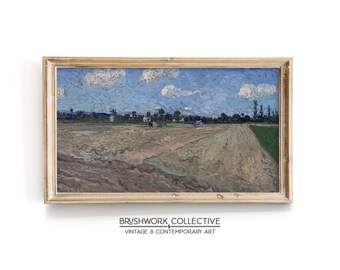 畑の風景画プリント | 耕された畑の壁アート | 印刷可能デジタルダウンロード可能 | 232LSPVM