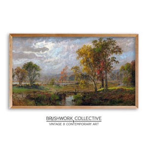 Samsung Frame TV Art | Autumn On The River Painting | Scenic Tree Wall Art | Digital Download | 394LSVTM