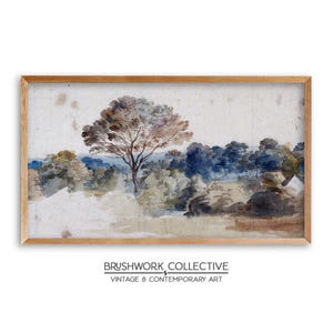 Samsung Frame TV Art | Rustic Trees Landscape Painting | Vintage Treeline Wall Art | Digital Download | 24LSVTT