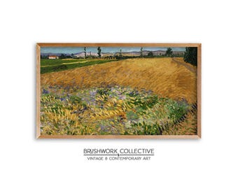 Arte para TV con marco Samsung / Pintura de campo de trigo / Arte mural de trigo dorado / Descarga digital / 241LSVTM
