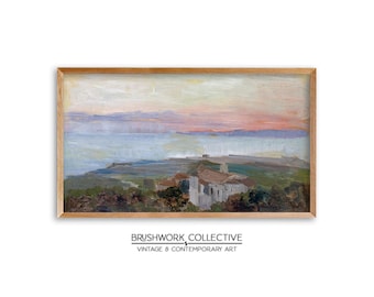 Samsung Rahmen TV Kunst | Italienische Landschaft Vintage Gemälde | Rustikale Küstenlandschaft Wandkunst | Digitaler Download | 27LSVT