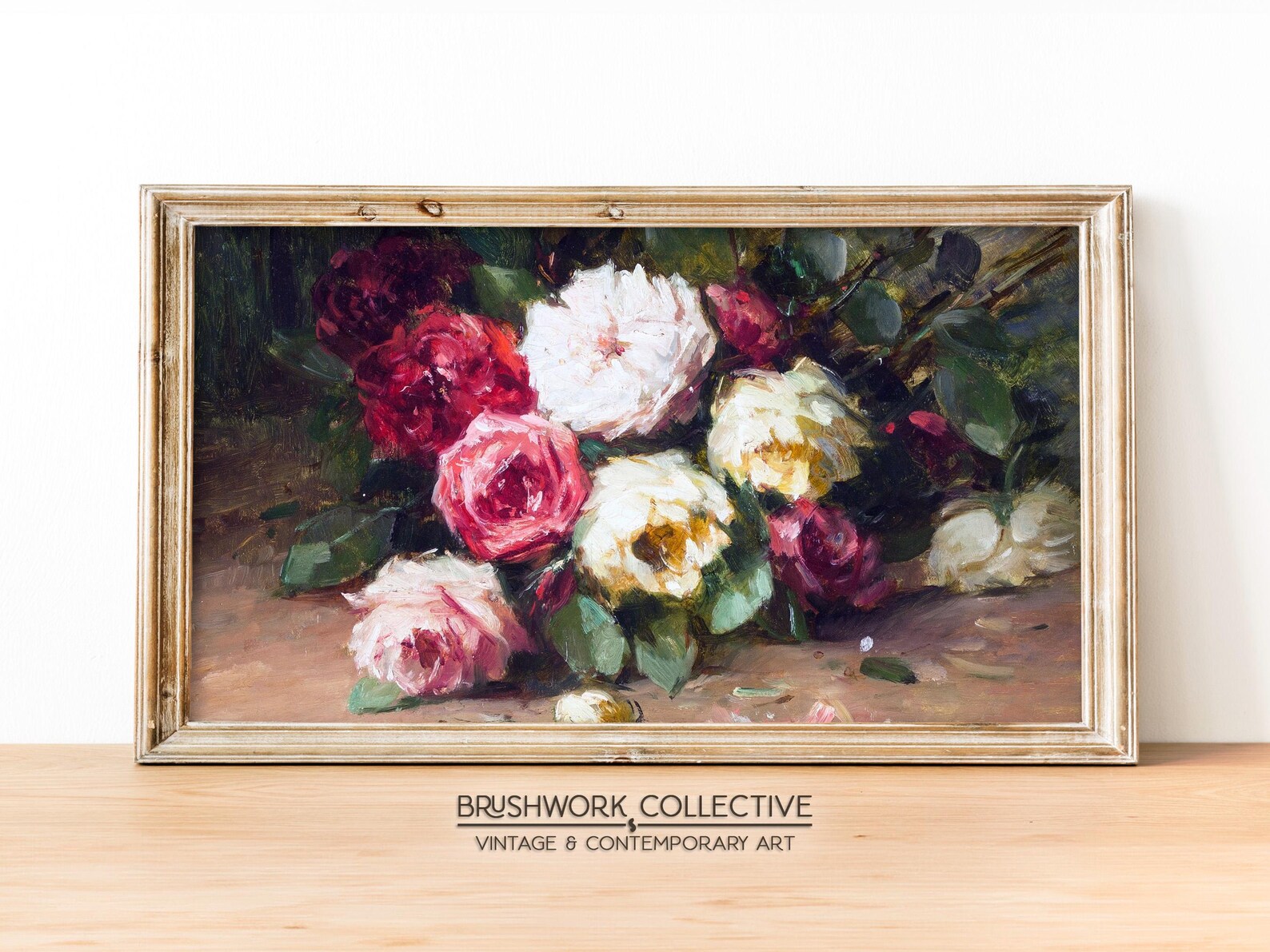 Samsung Frame TV Art | Roses Still Life Painting | Vintage Red and Pink ...