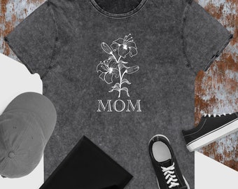 Classic Mom floral Denim T-Shirt, Cute mom shirt, Mothers Day Gift, Stargazer Mom Shirt