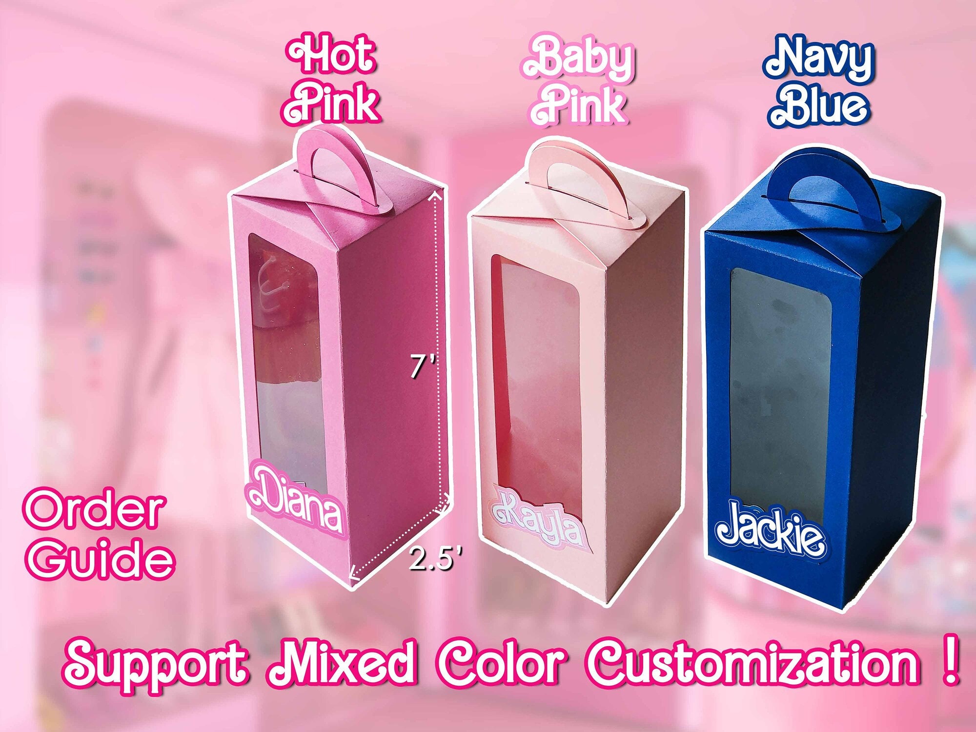 Hot Pink Box With Custom Nameparty Boxesdoll Theme Etsy