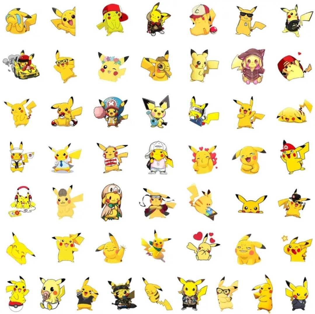 50 Pack Pokemon Video Game Character Stickers Pikachu Non - Etsy