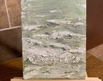 Modern Abstract oil painting canvas on cacardboard . Sea on a cloudy day. The painting is fresh, it will take a week to dry.