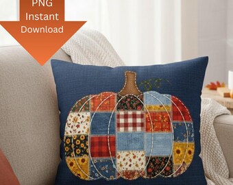 Patchwork Pumpkin PNG Fall Sublimation Design Rustic Pumpkin Clipart Autumn Plaid Pumpkin Thanksgiving Shirt PNG Farmhouse Fall Decor