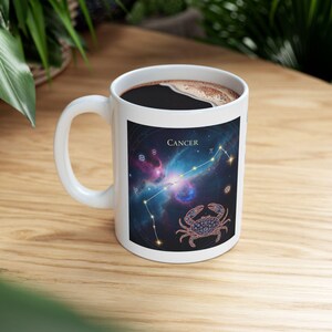 Zodiac Cancer Mug Astrology Gift Celestial Coffee Cup Horoscope Lover&#39;s Present Cosmic Home Decor Birthday Gift Idea