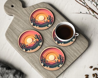 Desert Sunset Coasters: Retro Boho Southwestern Style