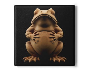 Whimsical Frog Ceramic Coaster Wood style Cute Frog Lover Gift for him her