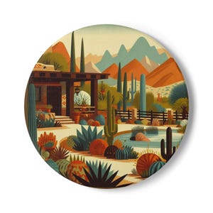 Southwestern Desert Sunset Ceramic Coaster Gift for Cactus Lovers Southwestern Style Unique Housewarming Gift Kitchen