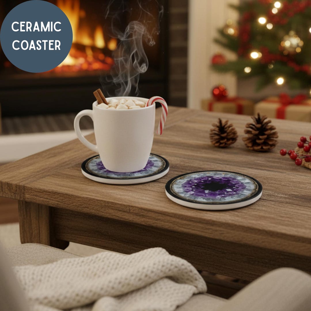 Faux Amethyst Geode Ceramic Coaster Housewarming Gift Coffee Tea Lover ...