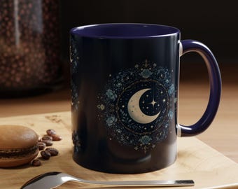 Celestial Coffee Mug: Magical Moon & Stars Design  Astrology Gift