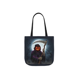 Grim Reaper Halloween Tote Bag: Spooky Pumpkin Design