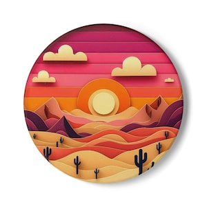 Desert Sunset Ceramic Coaster Colorful Drinkware Southwest Decor Gift for Her Unique Housewarming Gift Cactus Decor