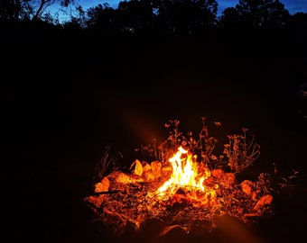 Fire Pit at Dusk Digital Photo - Color
