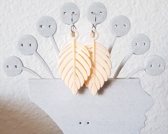 Creamy Cascade Leaf Earring | 3D Printed Earrings | Handmade Earrings | Gift for her | Handmade Jewelry | Gift for mom | Mother's day gift