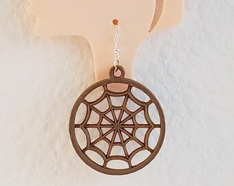 Wood Earrings | Spider Earrings | Web Earrings | 3D Printed Earrings | Handmade Earrings | Gift for her | Handmade Jewelry | Gift for mom