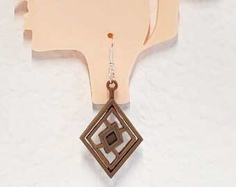 Wood Earrings | Diamond Earrings | 3D Printed Earring | Handmade Earring | Gift for her | Handmade Jewelry | Gift for mom| Mother's day gift