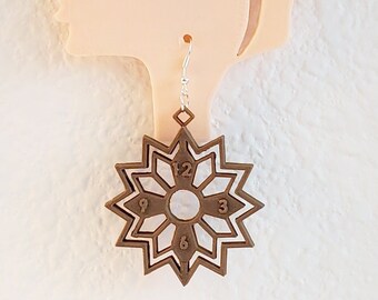Wood Earrings | Clock Earrings | 3D Printed Earrings | Handmade Earring | Gift for her | Handmade Jewelry | Gift for mom | Mother's day gift