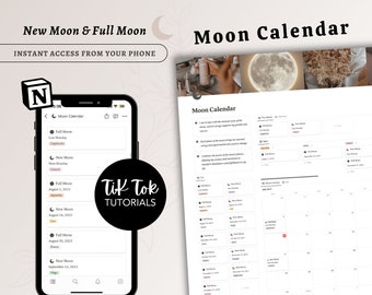 2024 Notion Template, Moon Calendar Dashboard, Aesthetic Design, Digital Product, Instant Download, Personal Digital Calendar