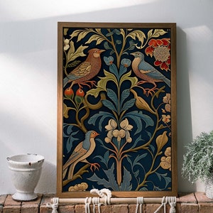 Arts & Crafts William Morris UNIQUE design | floral decor print | patterned tile | birds foliage | Digital Download PRINTABLE Wall Art