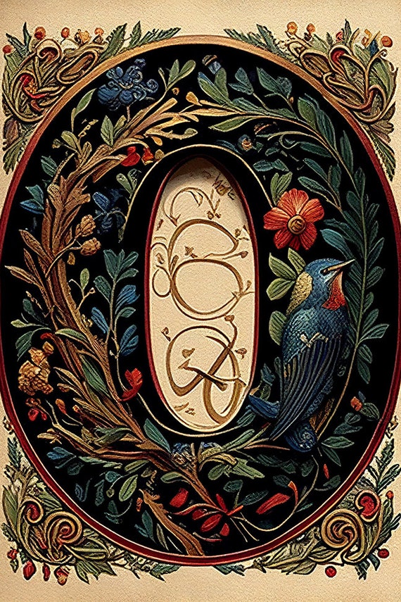 Illuminated Manuscript | Letter O Initial With Classic Flourish