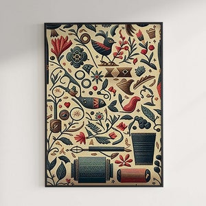 Arts & Crafts William Morris UNIQUE design | floral decor print | patterned wallpaper | birds tools | Digital Download PRINTABLE Wall Art